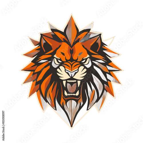 Fierce Roaring Lion Head Illustration for Branding