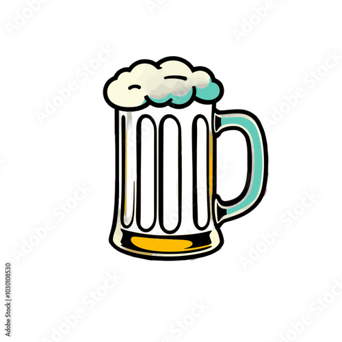 Cartoon Illustration of Beer Mug