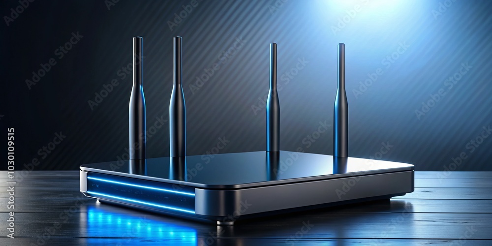 Sleek 5G Router with Prominent Antenna Array on Glossy Surface for High ...