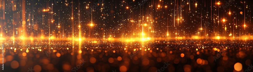 Obraz premium Golden Glitter Lights Background Festive Sparkling Texture