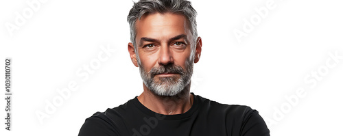  Confident middle aged man in casual outfit studio portrait