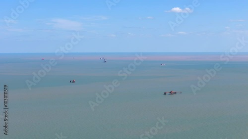 Aerial photo of the Yellow River estuary in Shandong, China photo