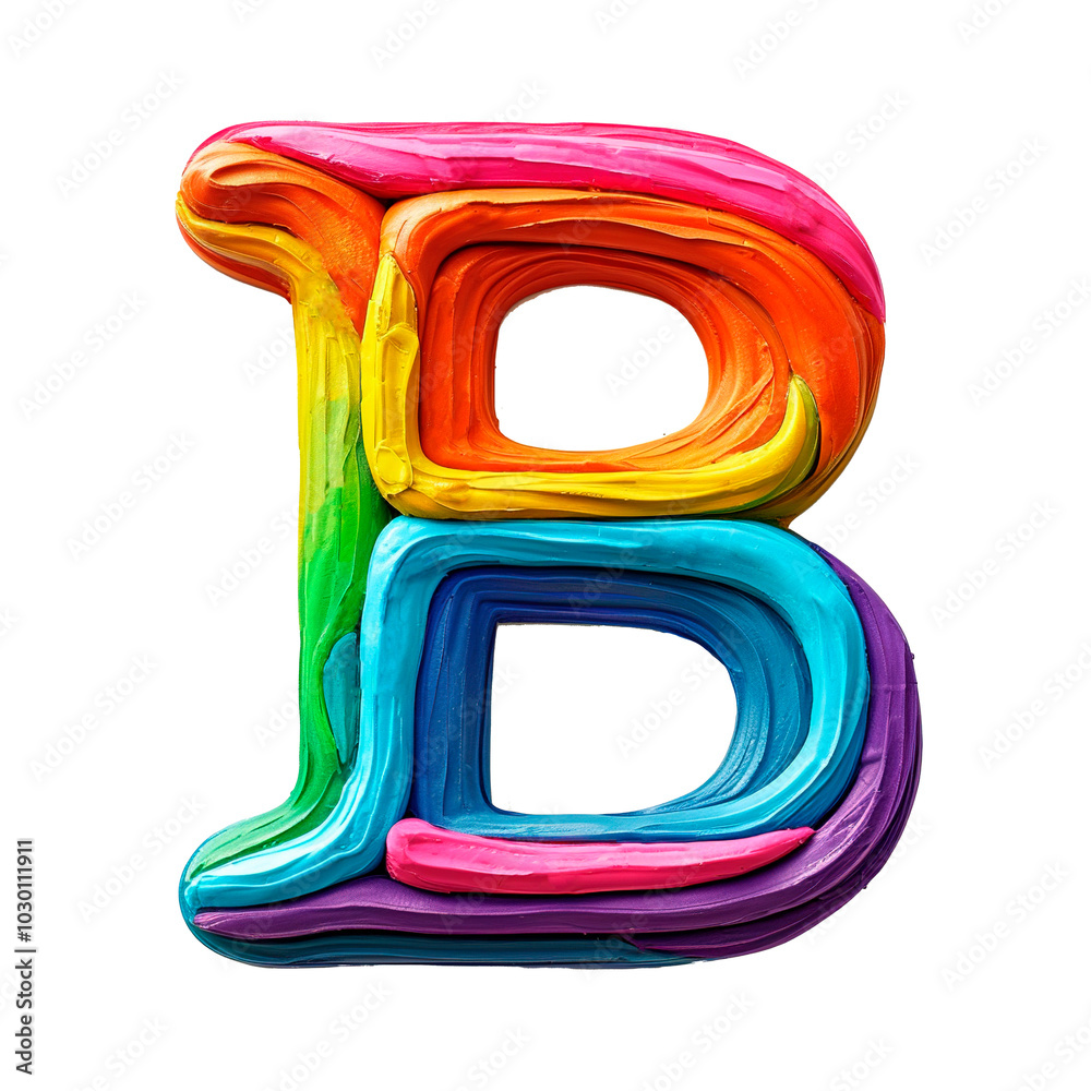 Clay or plasticine style font isolated on transparent background. Typographic of 3D letter B for colorful volumetric inscriptions. Clay or plasticine style font isolated on transparent background. Typographic of 3D letter B for colorful volumetric inscriptions.
