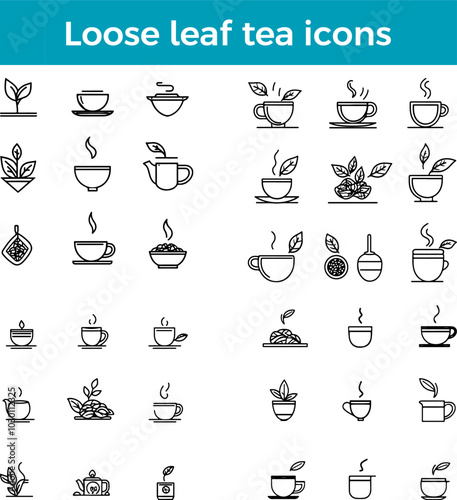 Loose leaf tea icon premium quality natural infusion flavorful beverage vector tea culture illustration