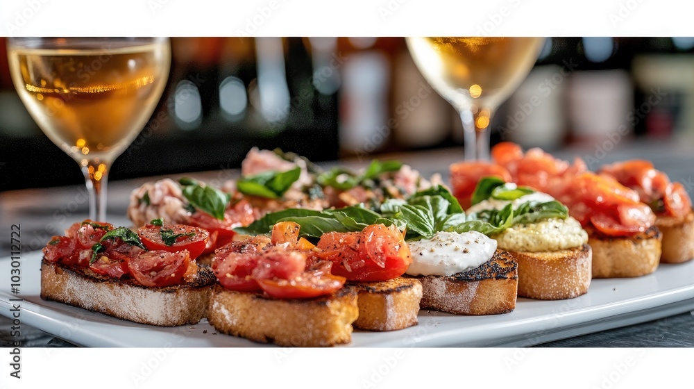 Vibrant Array of Cicchetti with Wine Pairing Vibrant Array of Cicchetti with Wine Pairing