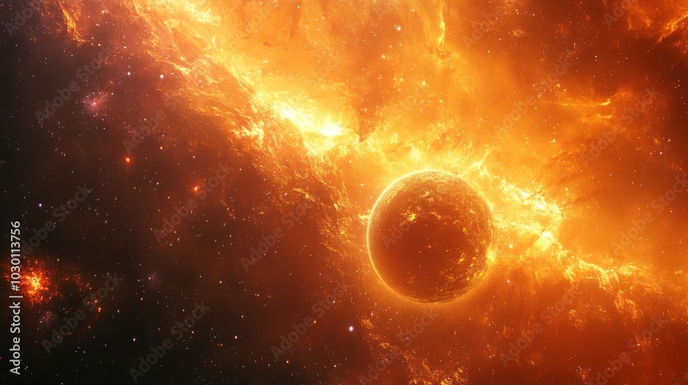 Obraz premium Fiery Cosmic Scene