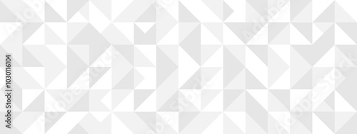 White seamless background of triangles in modern style, flat vector illustration. Cover of gray geometric shapes in retro texture for web design or postcard.