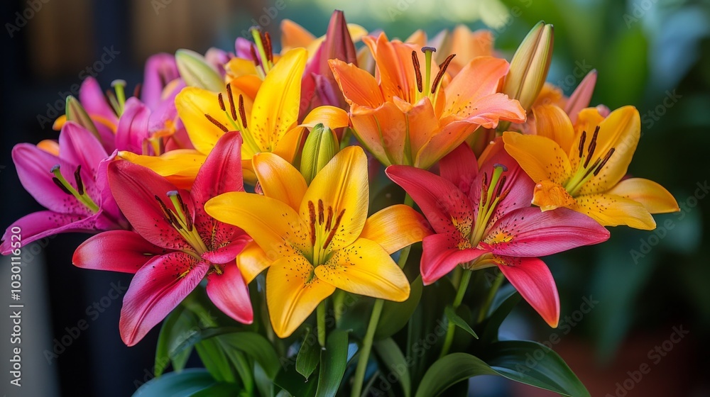 Vibrant Bouquet of Multicolored Lilies Vibrant Bouquet of Multicolored Lilies