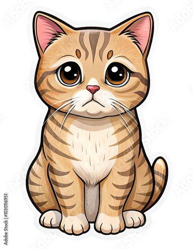 Cartoon cat sad mood sticker, clipart, icon