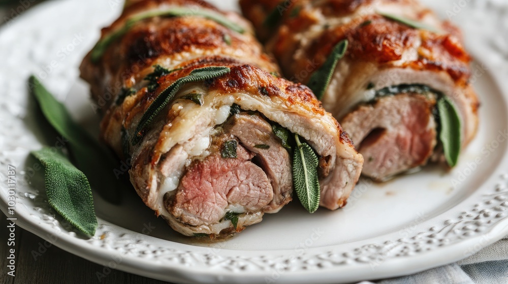 Saltimbocca alla Romana Close-Up Presentation Saltimbocca alla Romana Close-Up Presentation
