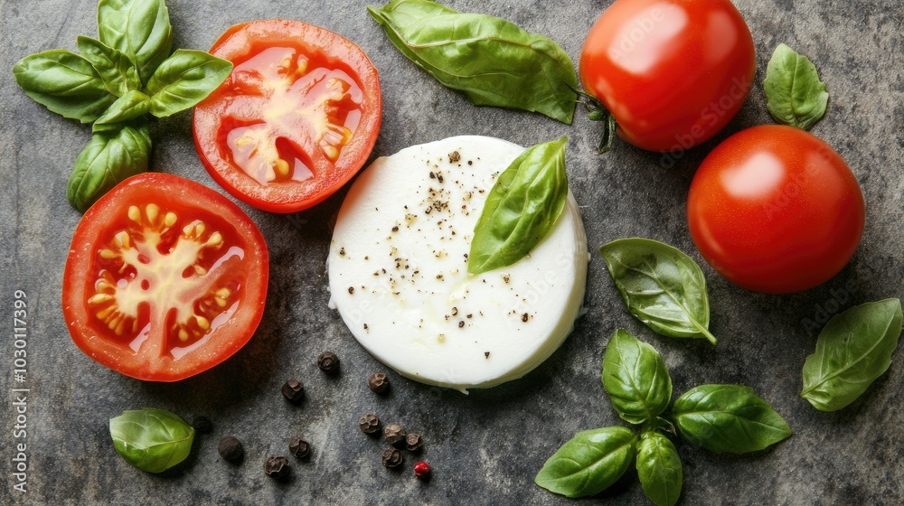 Fresh Ingredients for Classic Caprese Salad Fresh Ingredients for Classic Caprese Salad