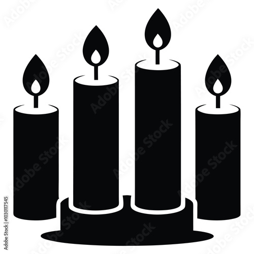 Candle clipart black vector design illustration on white background