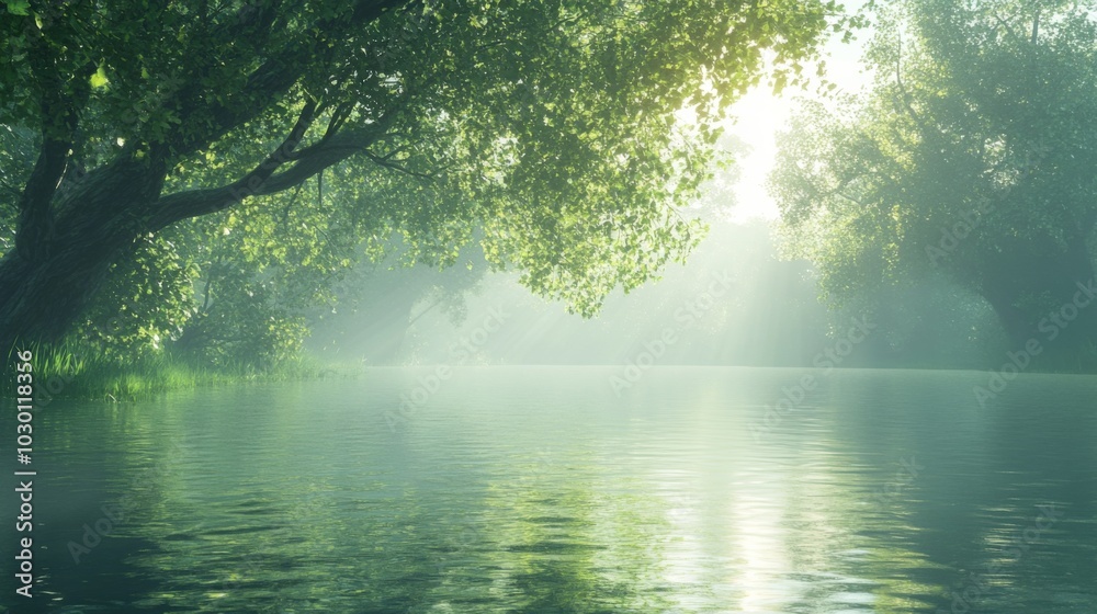 Fototapeta premium Serene Riverside Landscape