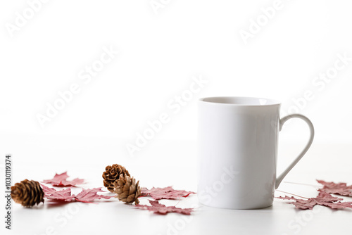 Cup of hot chocolate in white cereamic cup photo