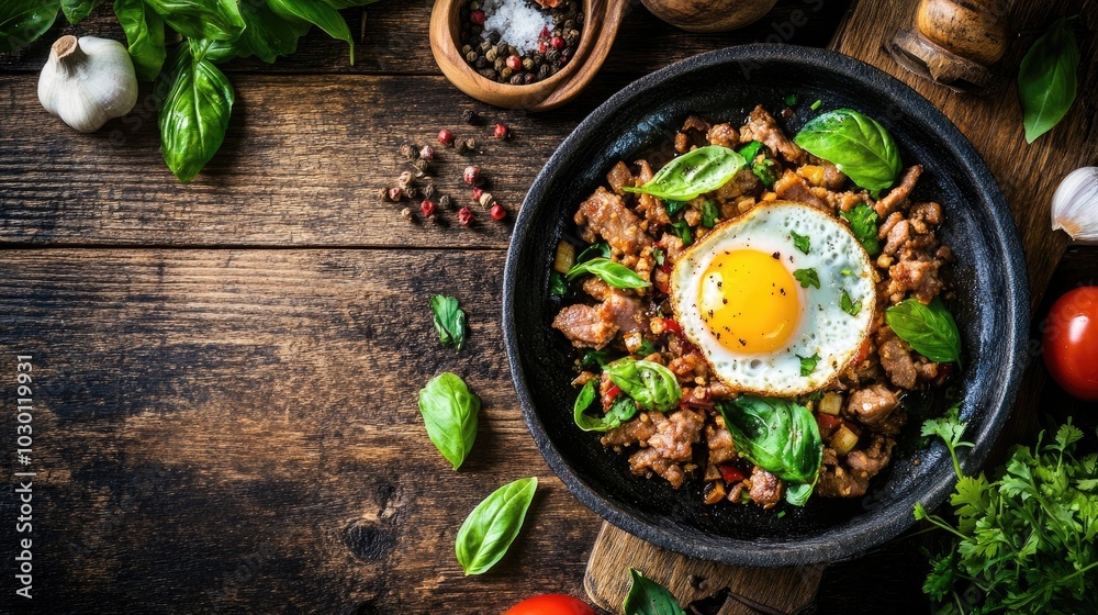 Delicious Stir Fried Basil Pork with Egg Delicious Stir Fried Basil Pork with Egg