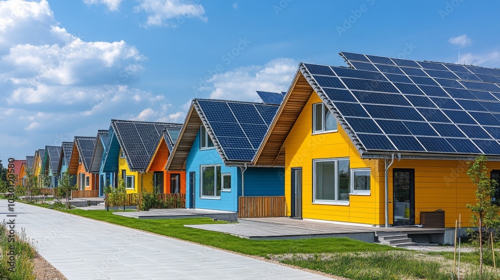 Colorful Eco-Friendly Homes with Solar Panels Colorful Eco-Friendly Homes with Solar Panels