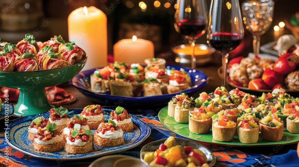 Festive Gathering with a Variety of Spanish Dishes Festive Gathering with a Variety of Spanish Dishes