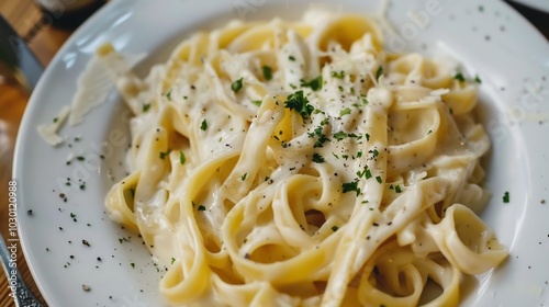 Creamy Fettuccine Alfredo with Parmesan and Parsley