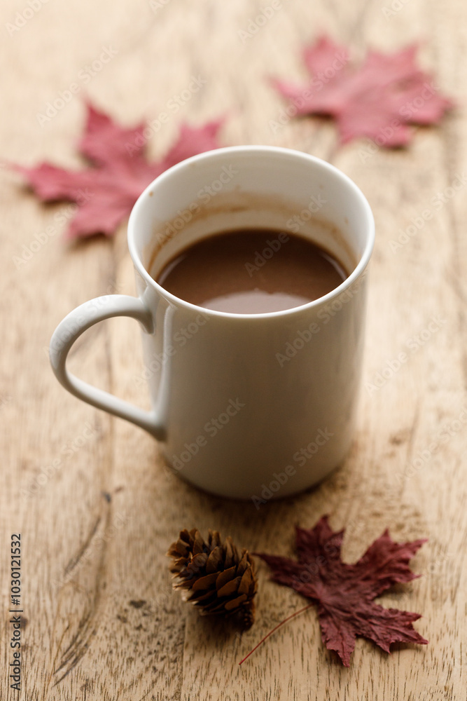 Cup of hot chocolate in white cereamic cup Cup of hot chocolate in white cereamic cup