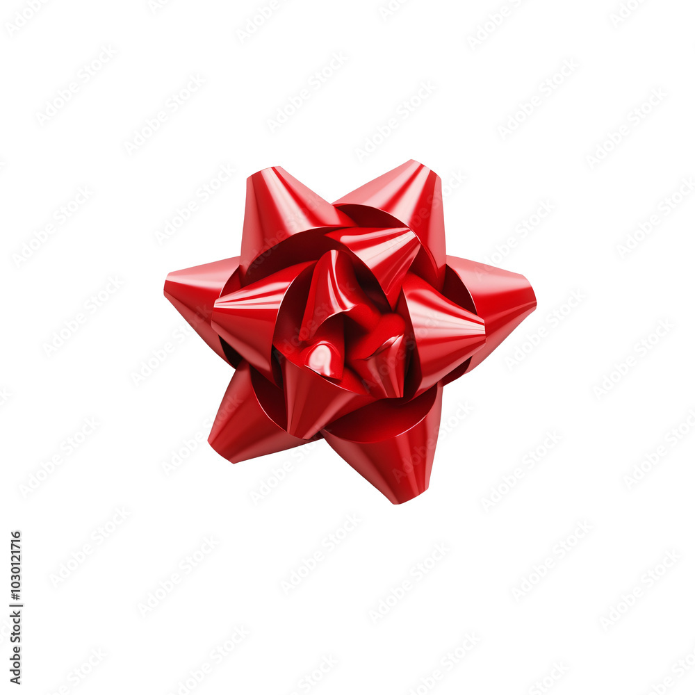 Red Gift Bow on Transparent background in 3D Style Red Gift Bow on Transparent background in 3D Style