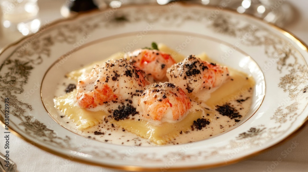 Elegant Lobster Ravioli in Cream Sauce Elegant Lobster Ravioli in Cream Sauce