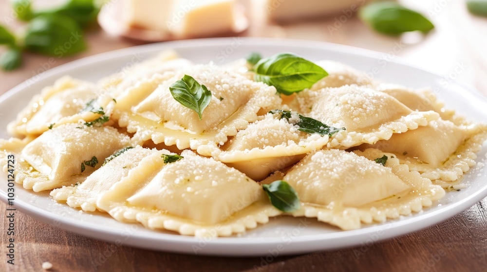 Ravioli in Butter Sauce with Fresh Garnish Ravioli in Butter Sauce with Fresh Garnish
