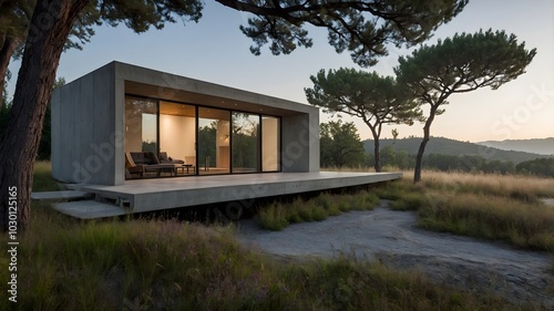 Ai-Generated Image of Modern House in The Nature