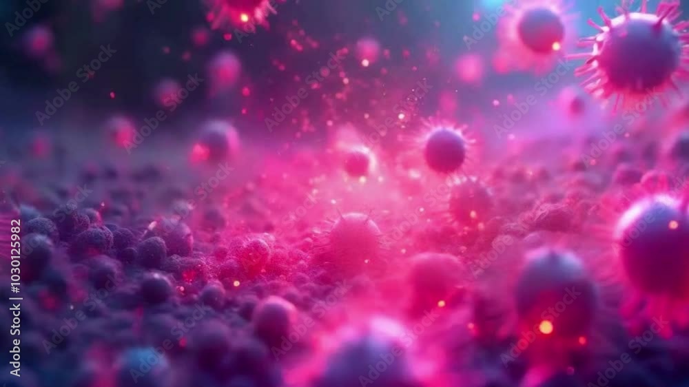 Futuristic immunology web banner with glowing low virus and bacteria cells. close-up of probiotics, bacteria.
Futuristic immunology web banner with glowing low virus and bacteria cells. close-up of probiotics, bacteria.