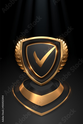 Black and gold check mark award