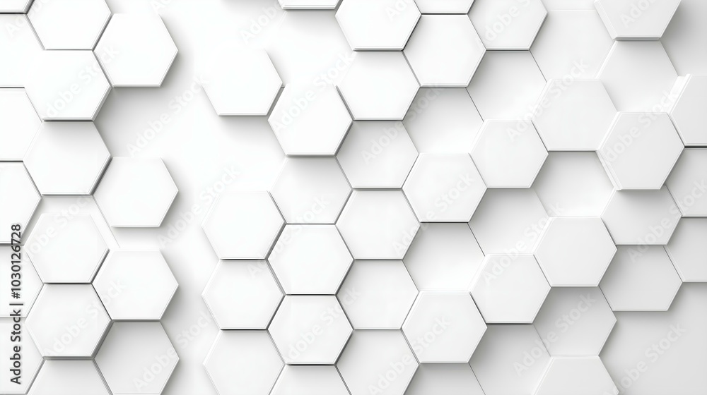 Fototapeta premium Hexagonal pattern, white isolate background