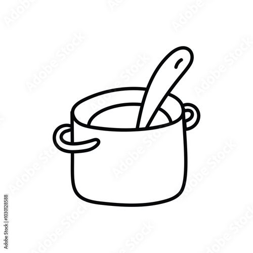 Cooking pot hand draw doodle vector icon