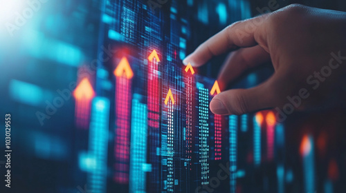 Hand Reaching for Digital Stock Market Growth