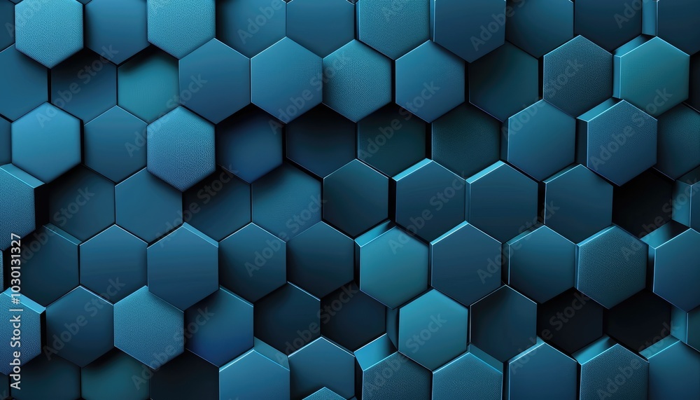 Abstract Blue Hexagon Pattern with Textured Surface