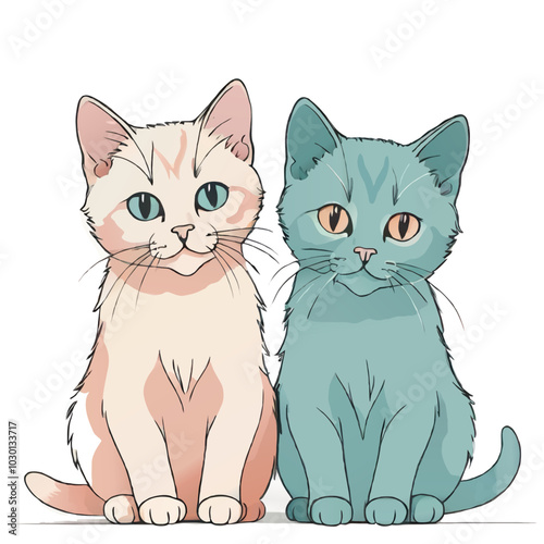 two kittens vector