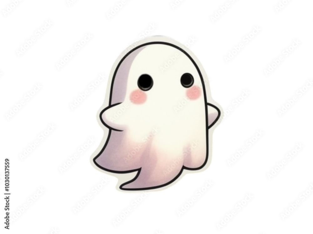 Adorable Blushing Ghost Cartoon Illustration Adorable Blushing Ghost Cartoon Illustration