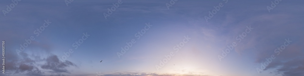 360 panorama of glowing sunset sky with bright pink Cirrus clouds. HDR 360 seamless spherical panorama. Full zenith or sky dome sky replacement for aerial drone panoramas. Climate and weather change. 360 panorama of glowing sunset sky with bright pink Cirrus clouds. HDR 360 seamless spherical panorama. Full zenith or sky dome sky replacement for aerial drone panoramas. Climate and weather change.