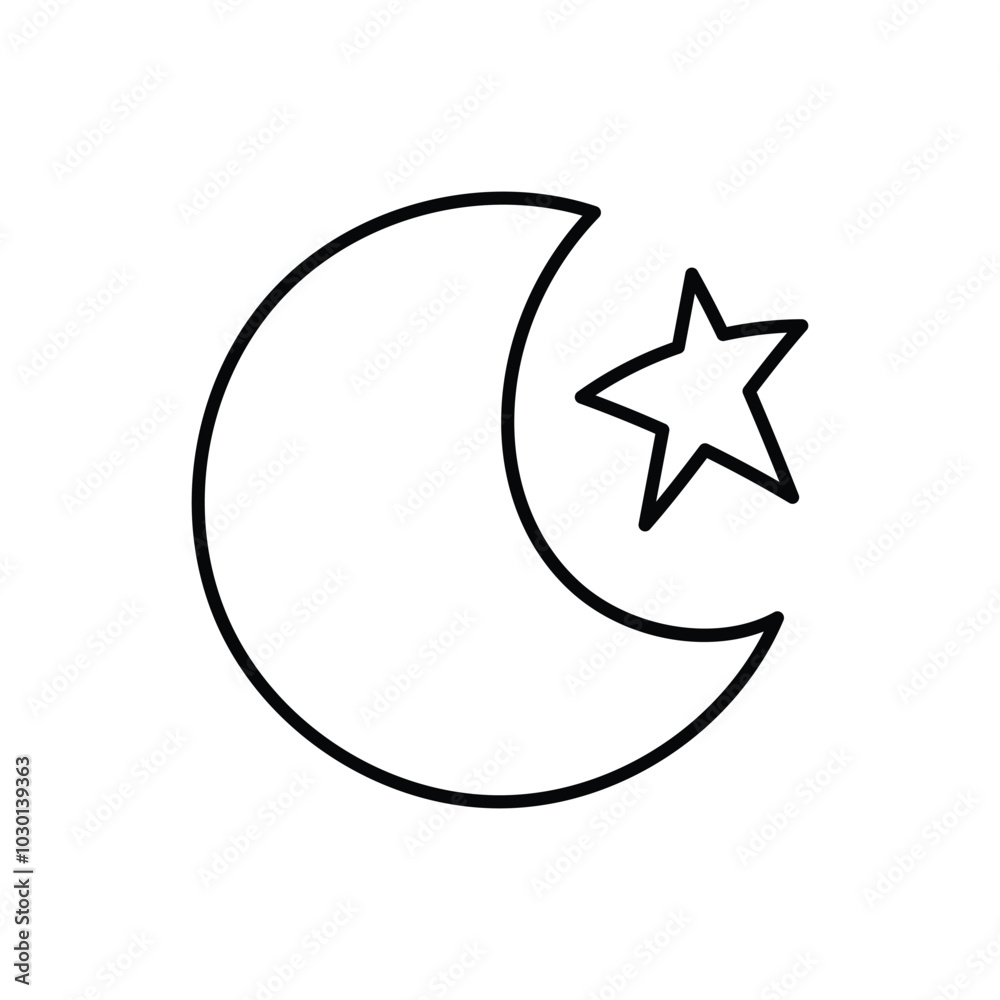 Moon and star hand draw doodle vector icon