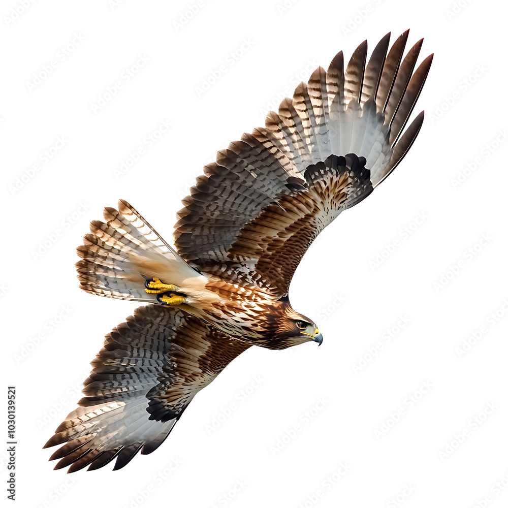Fototapeta premium Flying Hawk, isolated on a transparent background