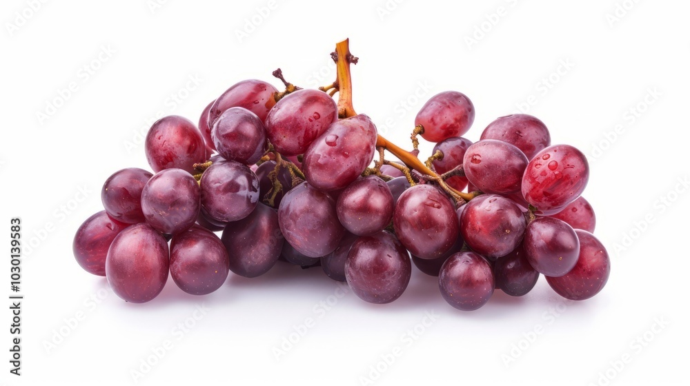 Vibrant Harvest: A Bounty of Fresh, Ripe, Juicy Grapes Isolated on White - Vibrant Harvest: A Bounty of Fresh, Ripe, Juicy Grapes Isolated on White -