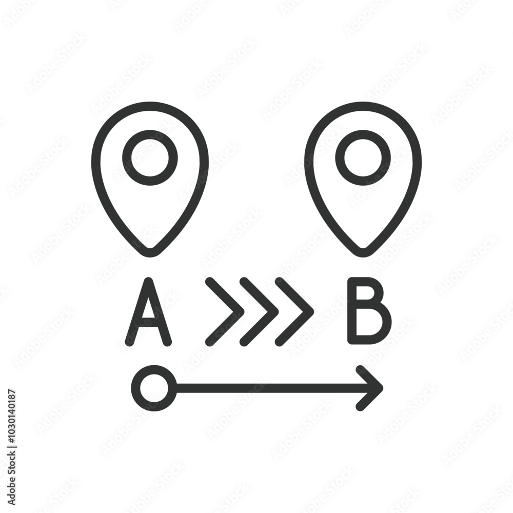 Route, in line design. Route, path, navigation, map, travel, destination, journey on white background vector. Route editable stroke icon Route, in line design. Route, path, navigation, map, travel, destination, journey on white background vector. Route editable stroke icon