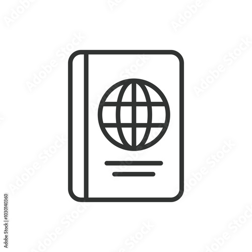 International passport, in line design. International passport, travel document, global ID, passport, identification, on white background vector. International passport editable stroke icon
