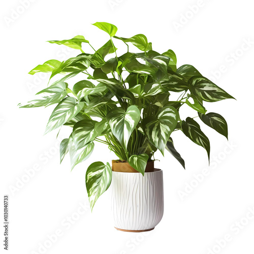 Epipremnum pinnatum house plant on transparent background. Generative ai design art.