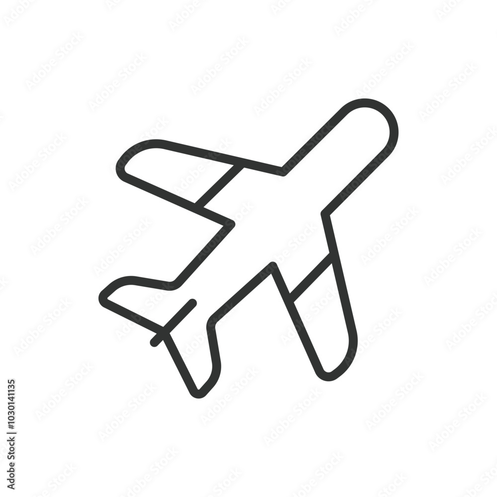 Airplane, in line design. Airplane, aircraft, flight, jet, aviation, airplane icon, flying on white background vector. Airplane editable stroke icon Airplane, in line design. Airplane, aircraft, flight, jet, aviation, airplane icon, flying on white background vector. Airplane editable stroke icon