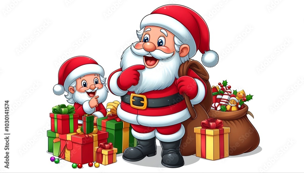 Cartoon image of santa claus, christmas day 