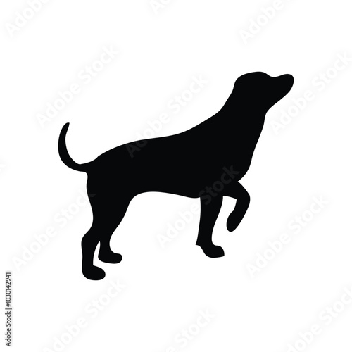 Dog black Silhouette vector art Illustration with white background, Black dog isolated on white background