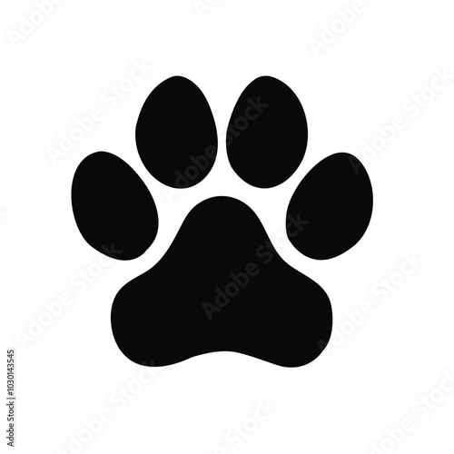 Cat or dog paw icon. Paw icon. Paw silhoutte on white background