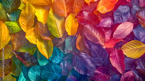 Lively Background of Colorful Leaves in a Joyful Swirling Pattern Celebrating Nature