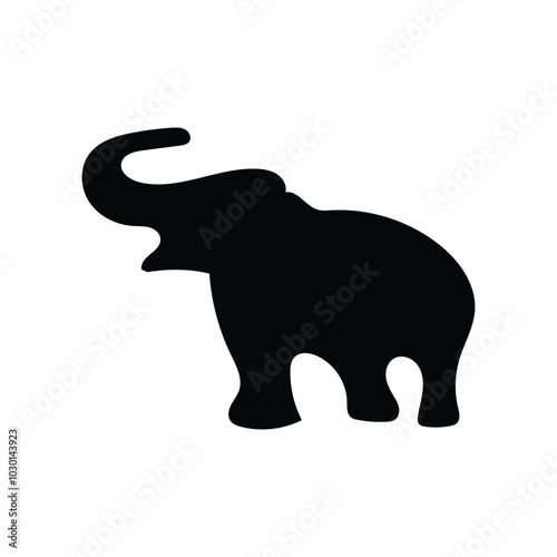 Silhouette of an Elephant baby. Baby elephant on white background. Vector Illustration Design