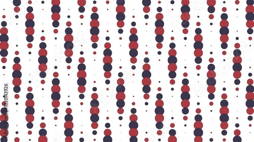 Abstract dotted pattern featuring rows of red and blue dots on a white background. Creating a sense of movement and alignment with its repetitive design