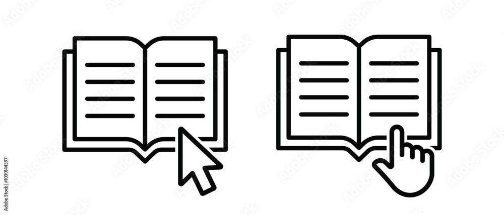 Open book icon vector set. Online education symbol Open book icon vector set. Online education symbol